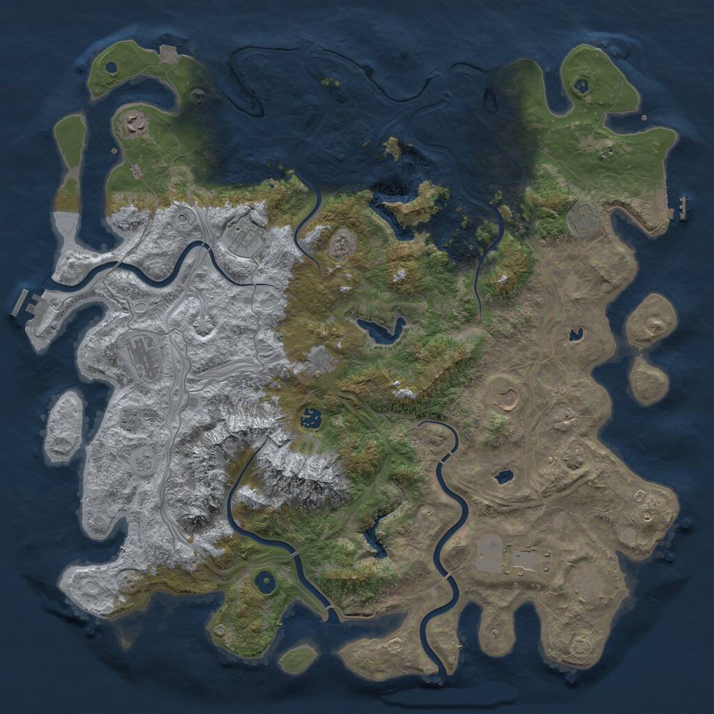 Rust Map: Procedural Map, Size: 5000, Seed: 721991, 16 Monuments