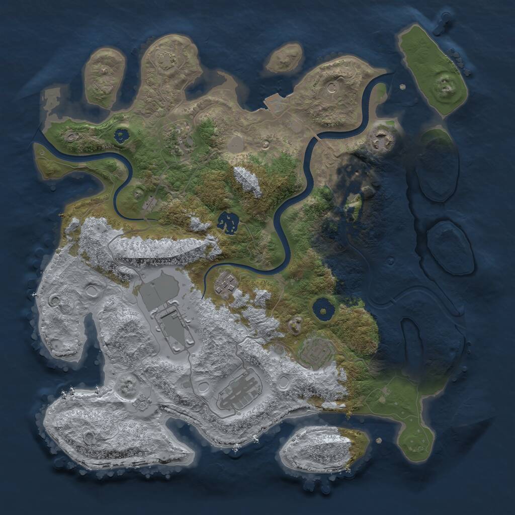 Rust Map: Procedural Map, Size: 3500, Seed: 2612, 12 Monuments