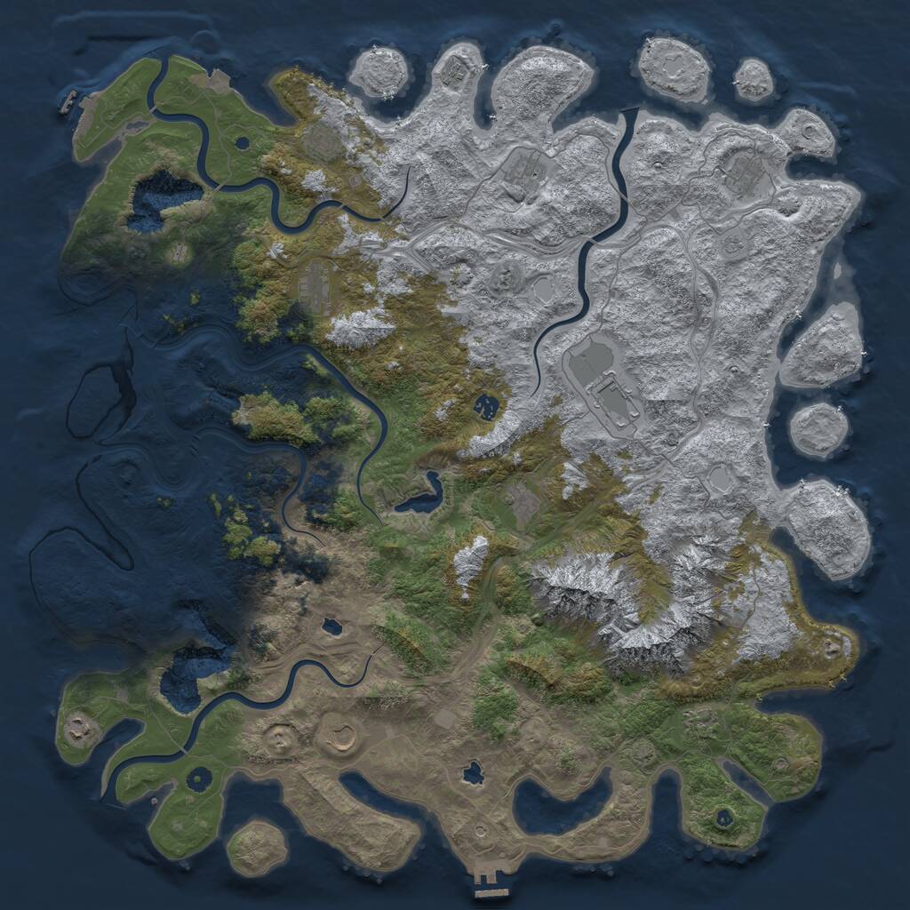 Rust Map: Procedural Map, Size: 5500, Seed: 823476, 17 Monuments