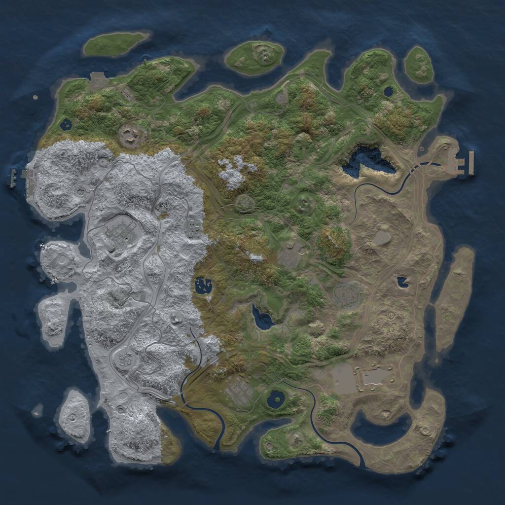 Rust Map: Procedural Map, Size: 4250, Seed: 1679057578, 14 Monuments