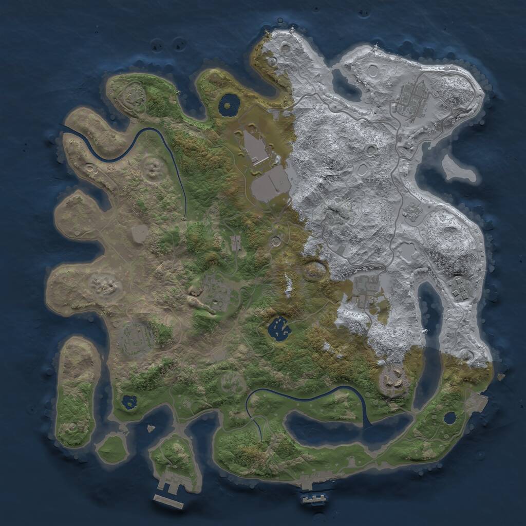 Rust Map: Procedural Map, Size: 3500, Seed: 555000002, 14 Monuments
