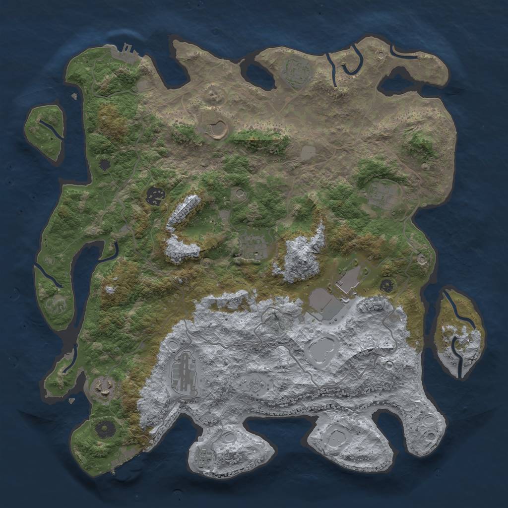 Rust Map: Procedural Map, Size: 4000, Seed: 1194798551, 18 Monuments