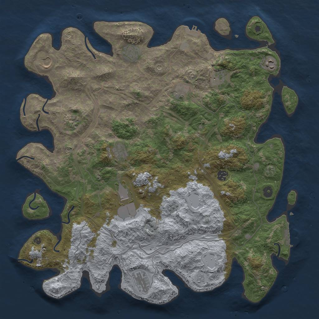 Rust Map: Procedural Map, Size: 4500, Seed: 1380728363, 20 Monuments