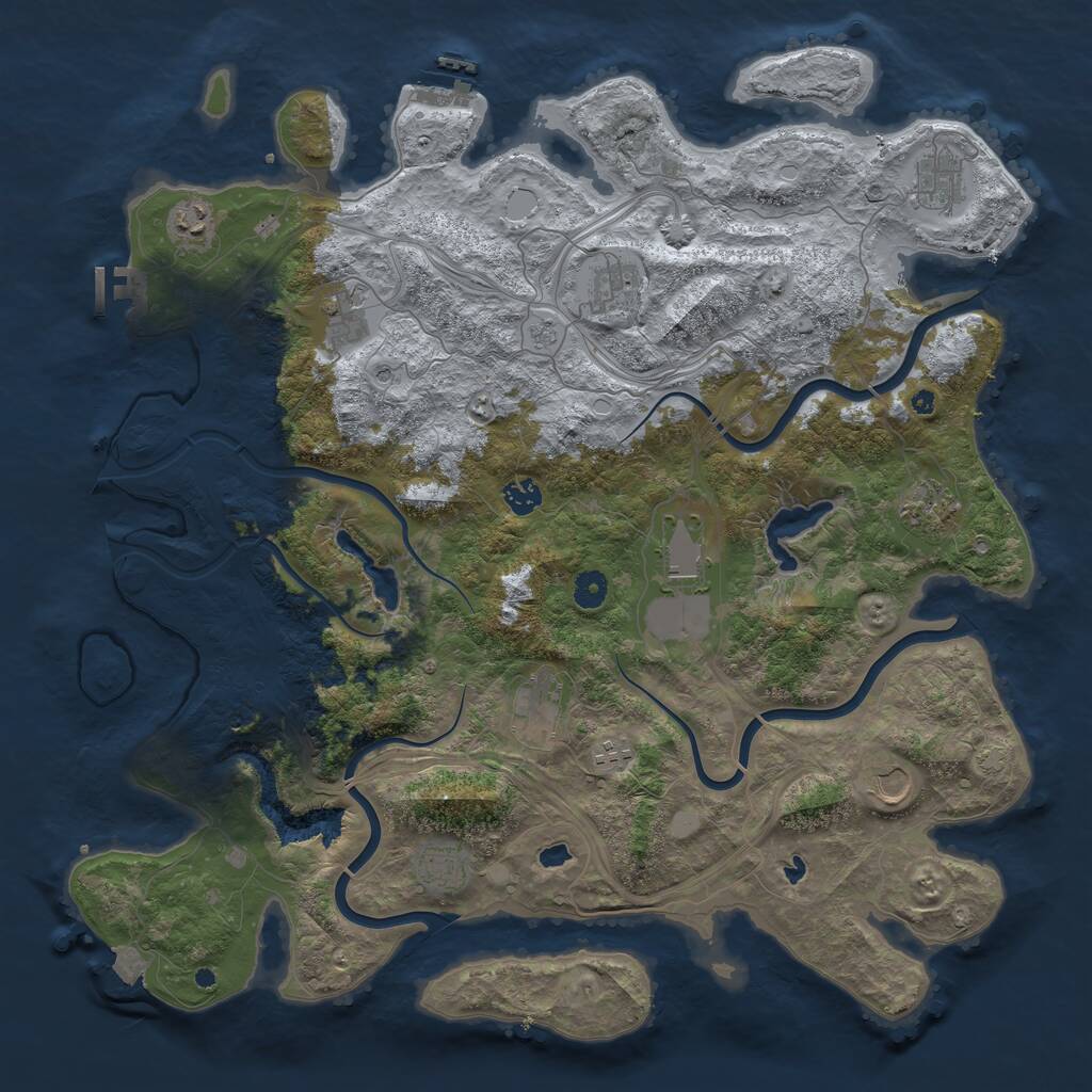 Rust Map: Procedural Map, Size: 4500, Seed: 1311576899, 17 Monuments