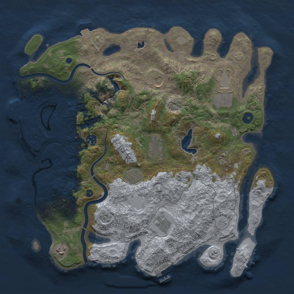 Rust Map: Procedural Map, Size: 4000, Seed: 2119769443, 15 Monuments