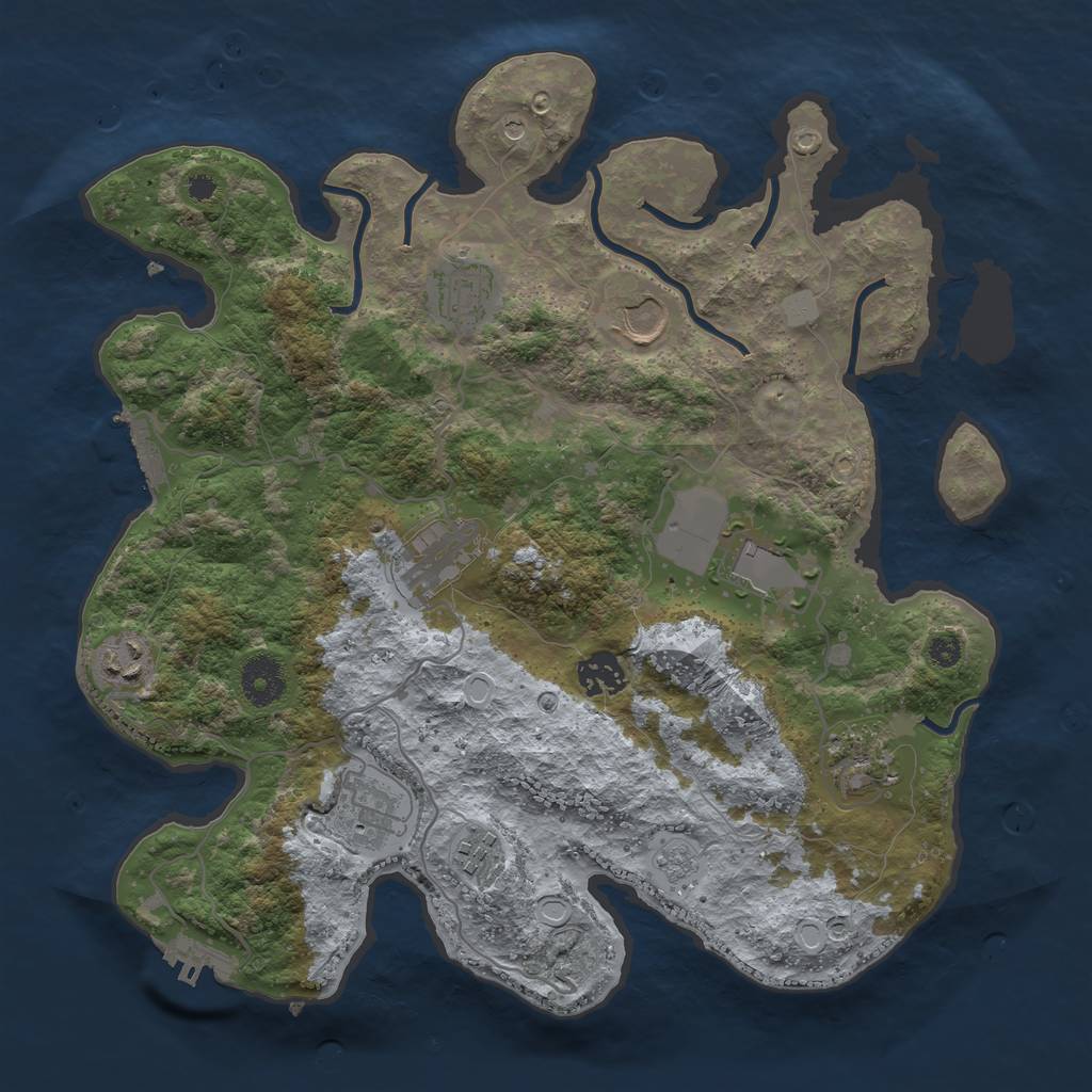 Rust Map: Procedural Map, Size: 3500, Seed: 31867953, 18 Monuments
