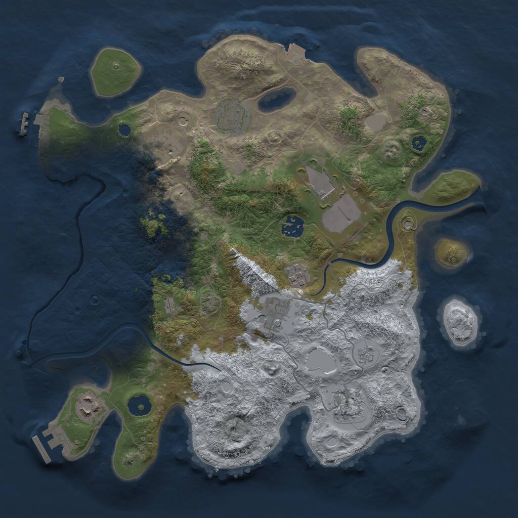 Rust Map: Procedural Map, Size: 3500, Seed: 71975082, 14 Monuments