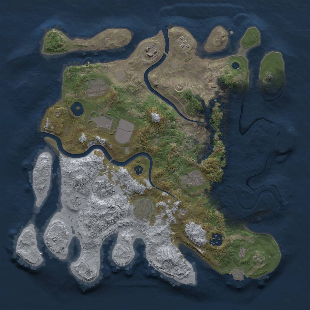 Rust Map: Procedural Map, Size: 3500, Seed: 41395170, 13 Monuments