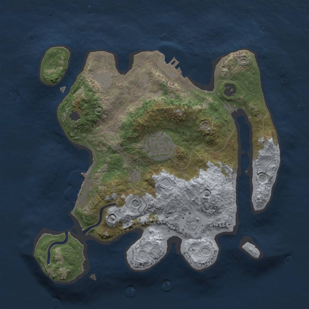 Rust Map: Procedural Map, Size: 2500, Seed: 22488, 8 Monuments