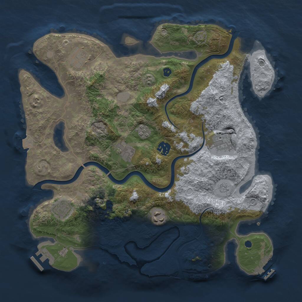 Rust Map: Procedural Map, Size: 3500, Seed: 62915630, 13 Monuments