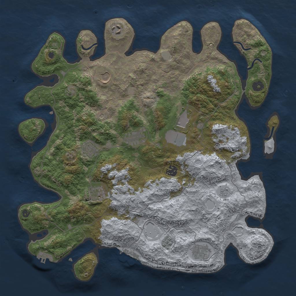 Rust Map: Procedural Map, Size: 4000, Seed: 6849, 18 Monuments
