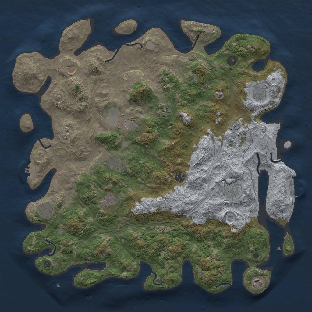 Rust Map: Procedural Map, Size: 4500, Seed: 629675558, 20 Monuments