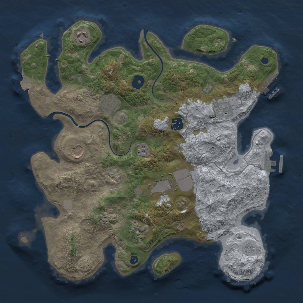 Rust Map: Procedural Map, Size: 3500, Seed: 21223137, 14 Monuments