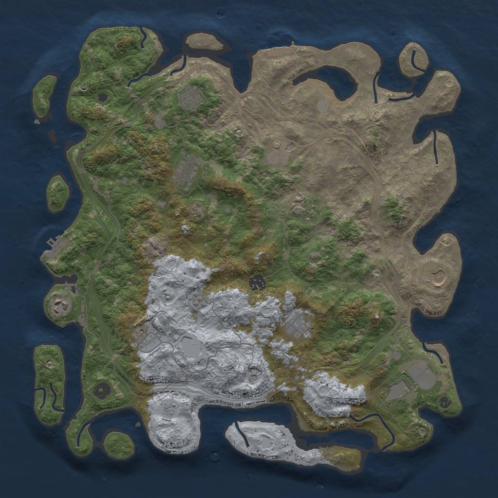 Rust Map: Procedural Map, Size: 4500, Seed: 1492062372, 18 Monuments