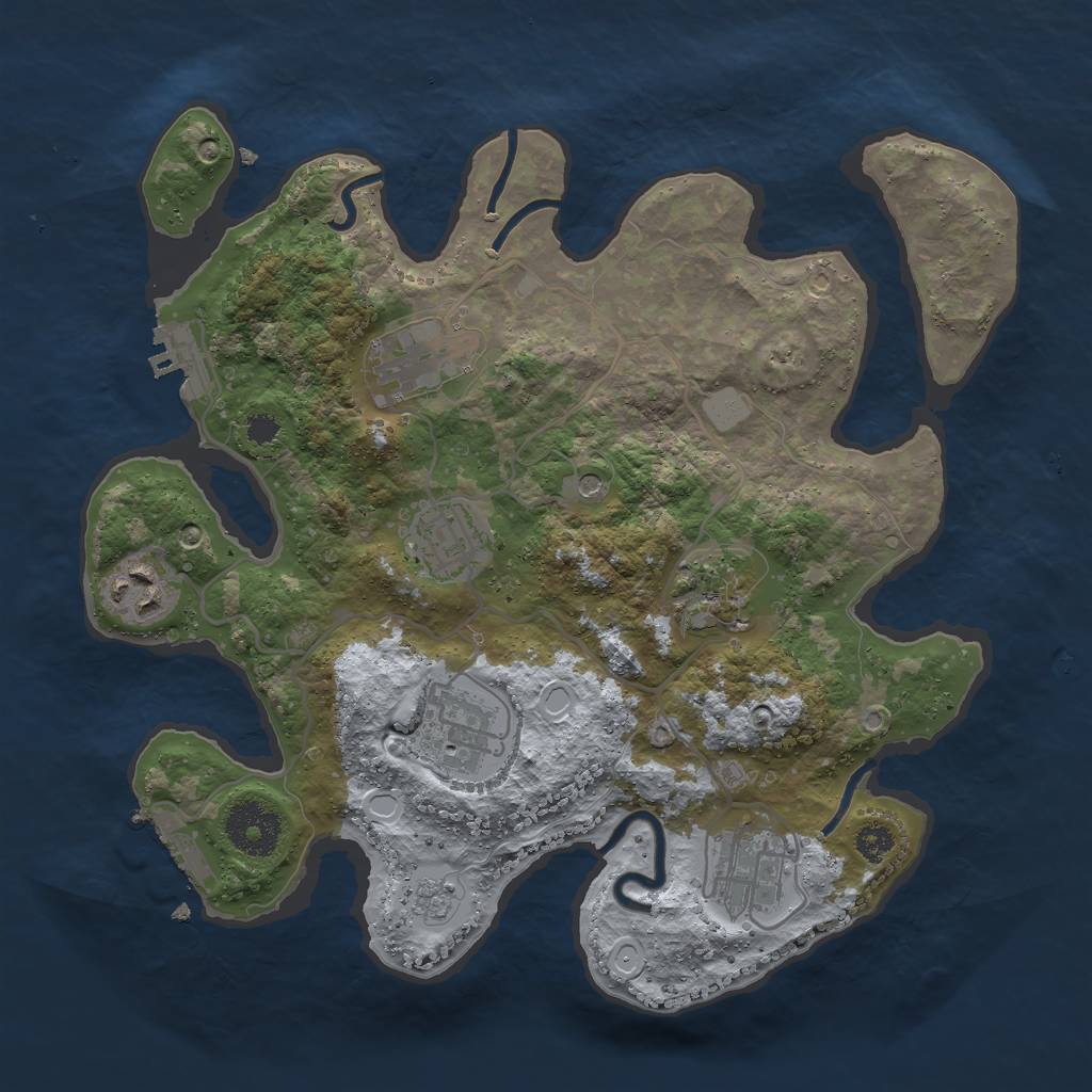 Rust Map: Procedural Map, Size: 3000, Seed: 49993, 15 Monuments