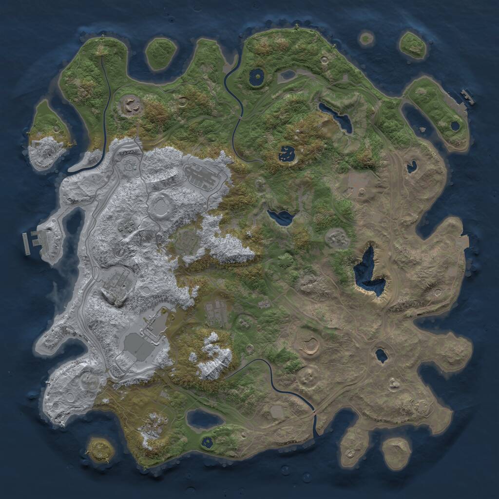 Rust Map: Procedural Map, Size: 4500, Seed: 1674666280, 17 Monuments
