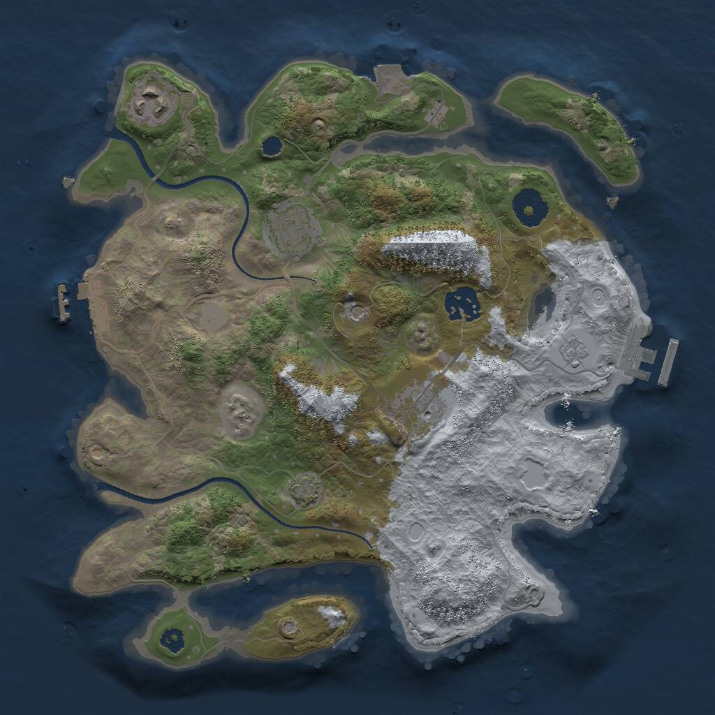 Rust Map: Procedural Map, Size: 3000, Seed: 2451959, 10 Monuments