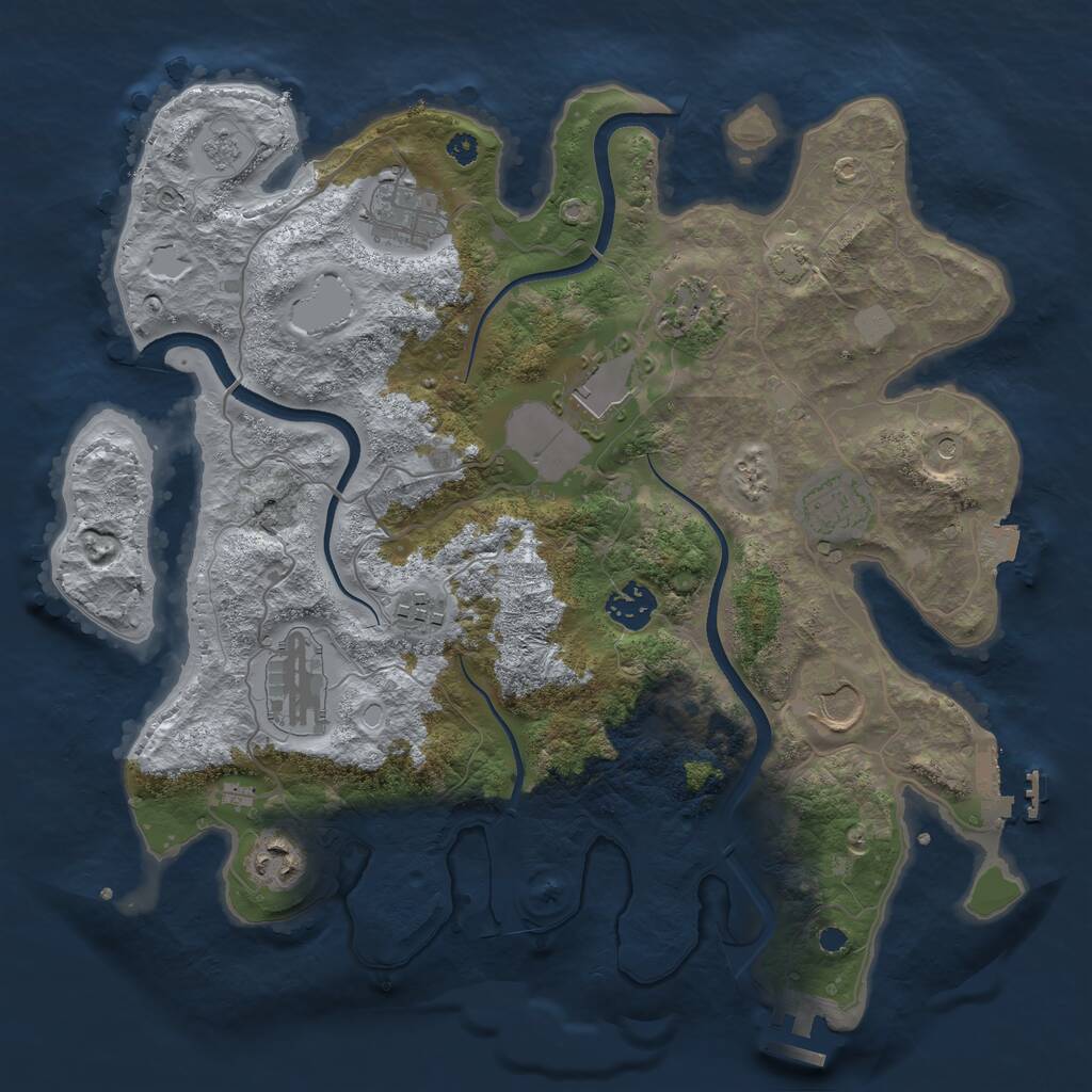 Rust Map: Procedural Map, Size: 3500, Seed: 170223, 15 Monuments