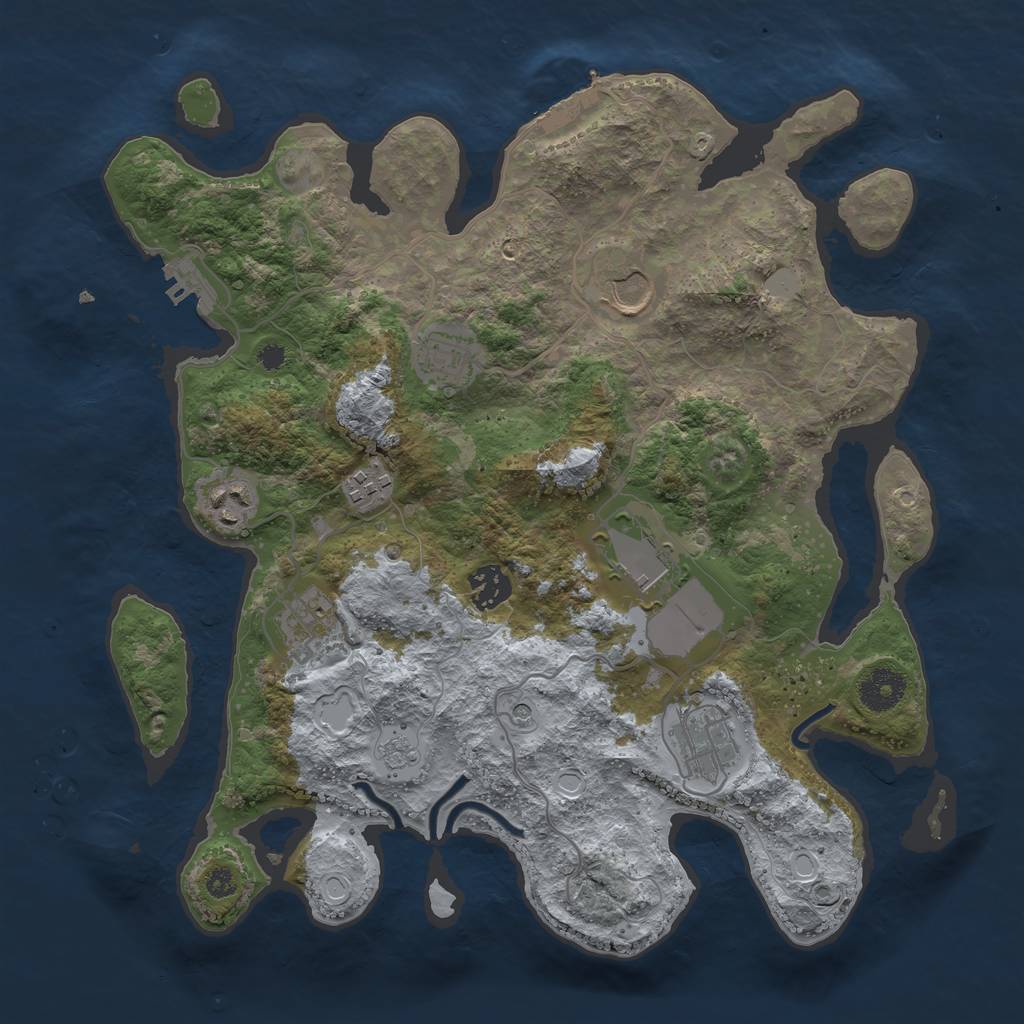 Rust Map: Procedural Map, Size: 3500, Seed: 5403635, 17 Monuments