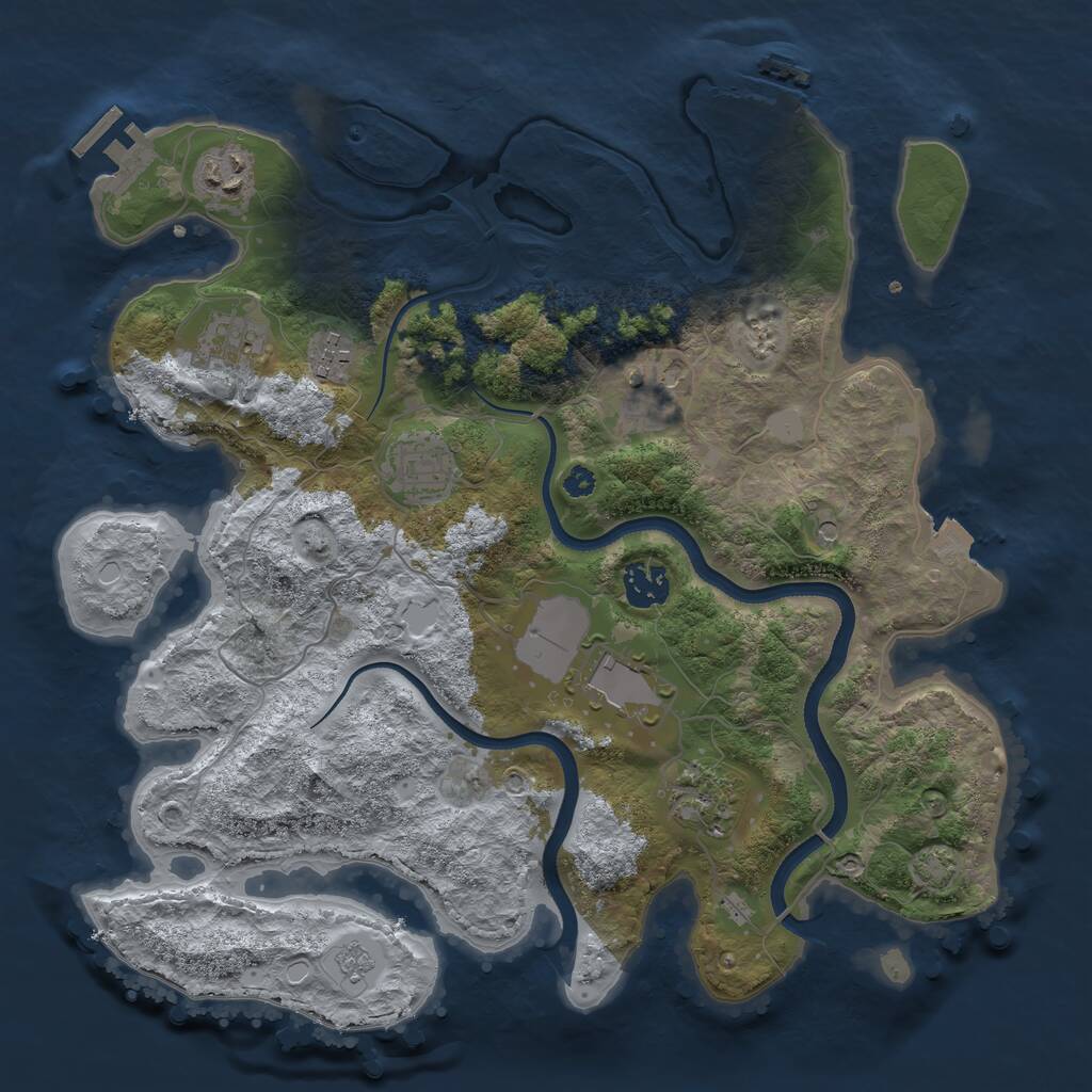 Rust Map: Procedural Map, Size: 3500, Seed: 6795853, 14 Monuments