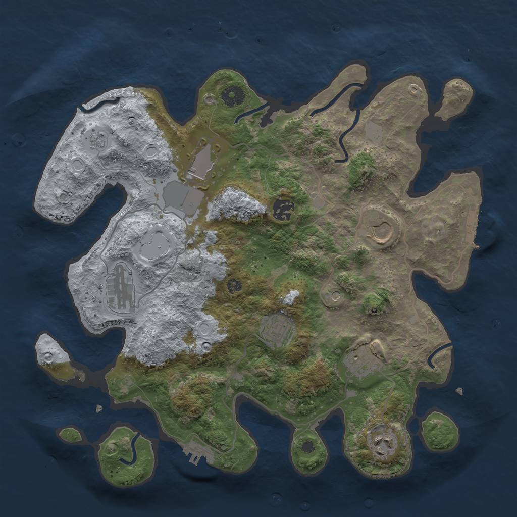 Rust Map: Procedural Map, Size: 3500, Seed: 56430201, 16 Monuments