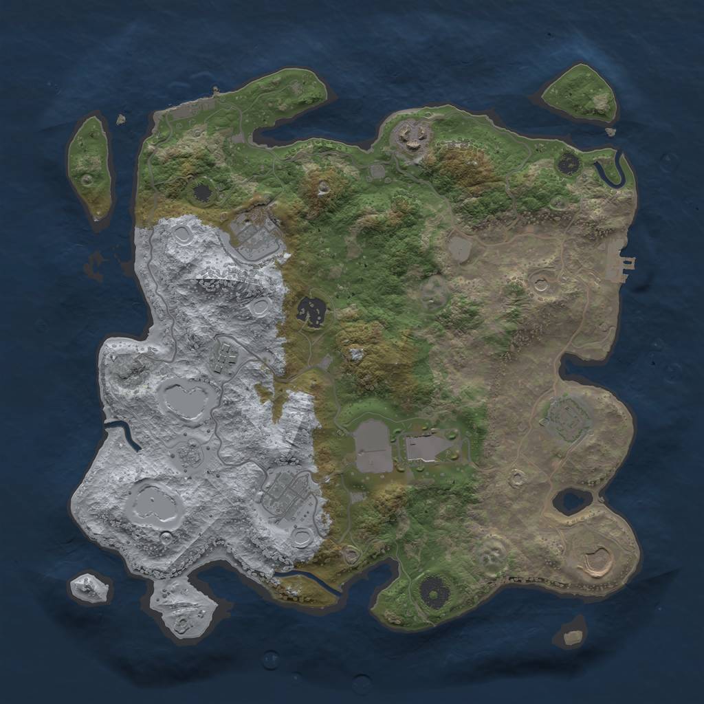 Rust Map: Procedural Map, Size: 3500, Seed: 72309968, 17 Monuments