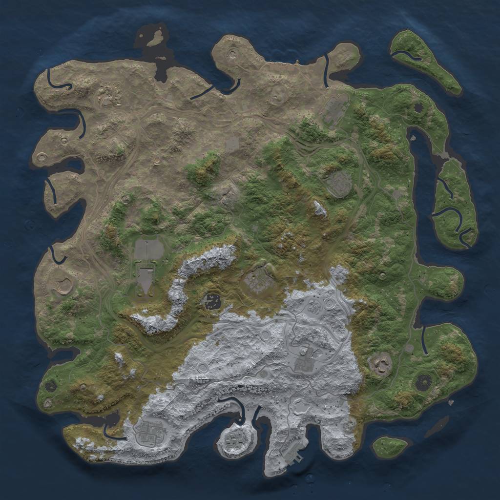 Rust Map: Procedural Map, Size: 4500, Seed: 84749483, 20 Monuments
