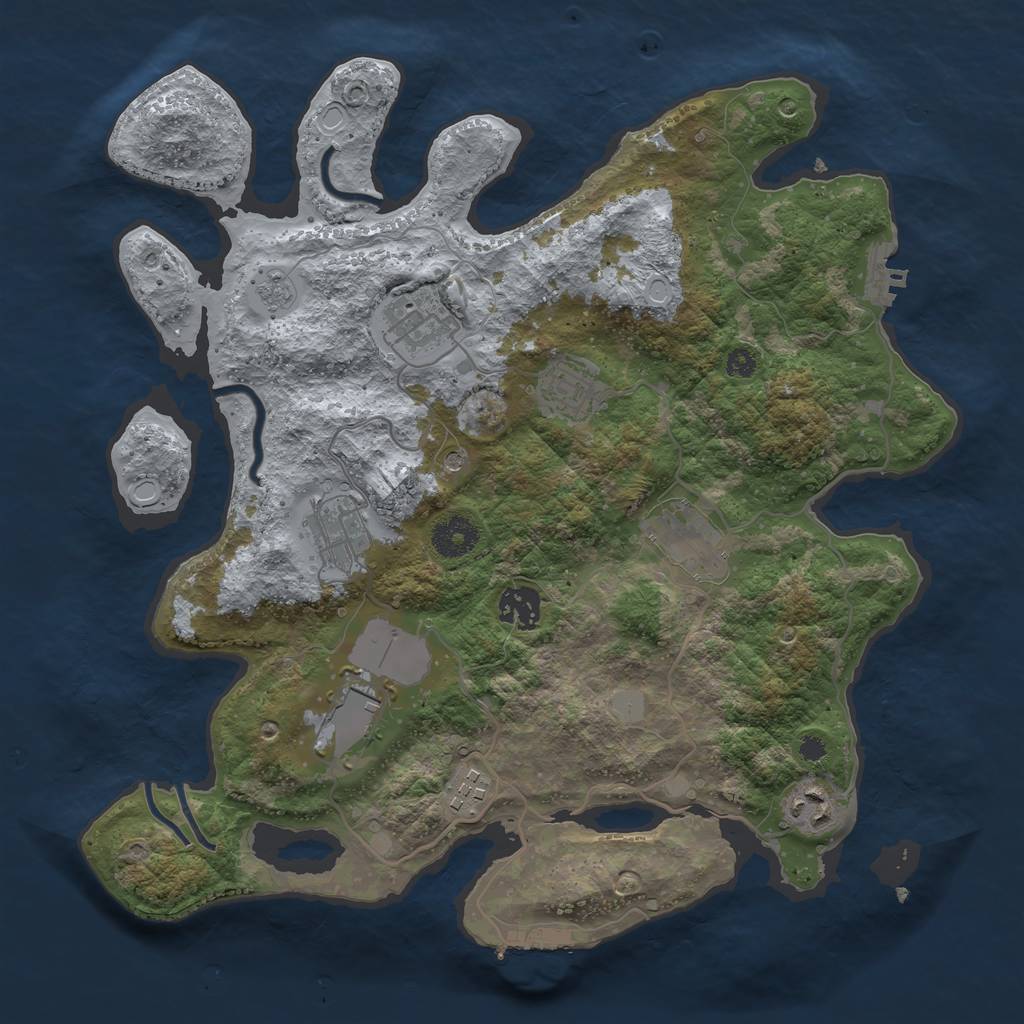 Rust Map: Procedural Map, Size: 3500, Seed: 45847076, 17 Monuments