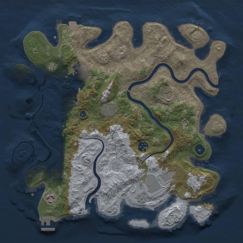 Rust Map: Procedural Map, Size: 3650, Seed: 458894592, 12 Monuments