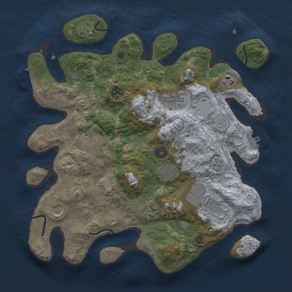 Rust Map: Procedural Map, Size: 3500, Seed: 91635141, 17 Monuments