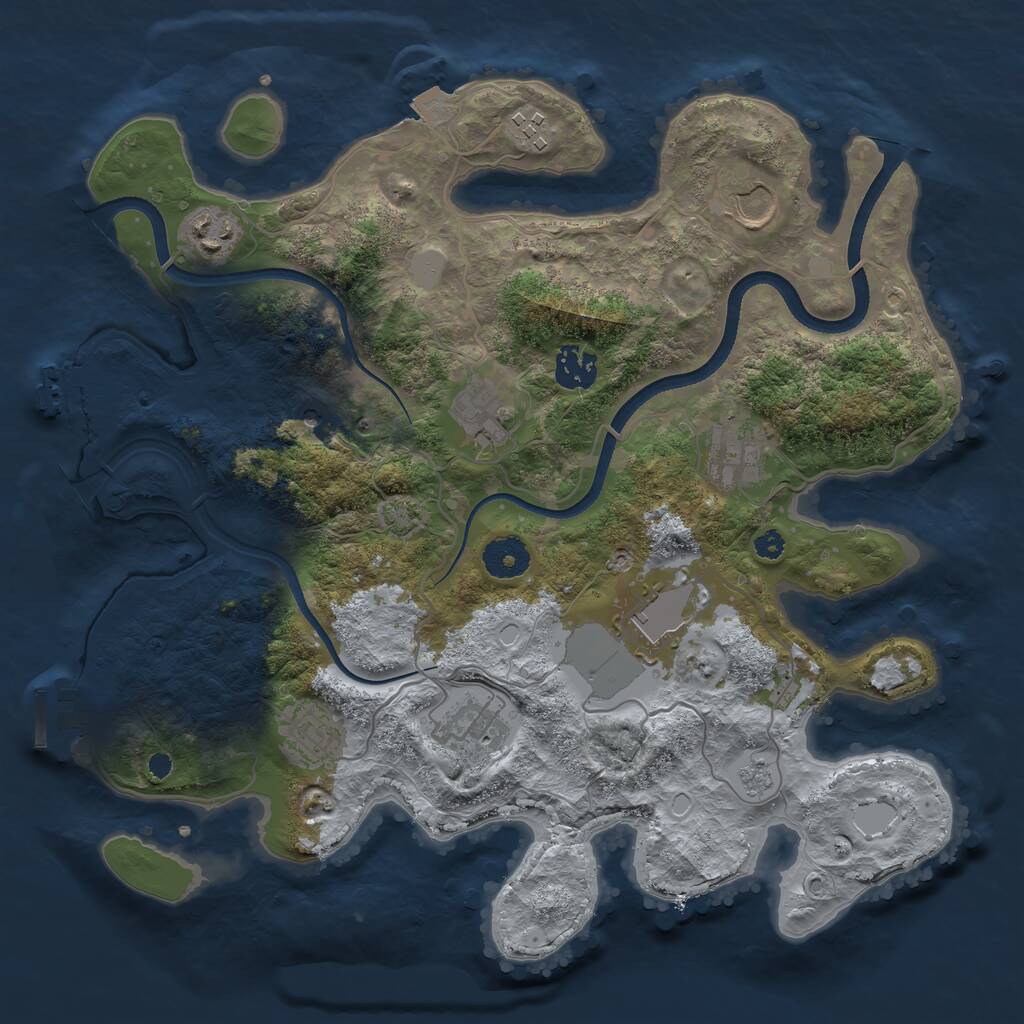Rust Map: Procedural Map, Size: 3500, Seed: 62185253, 15 Monuments