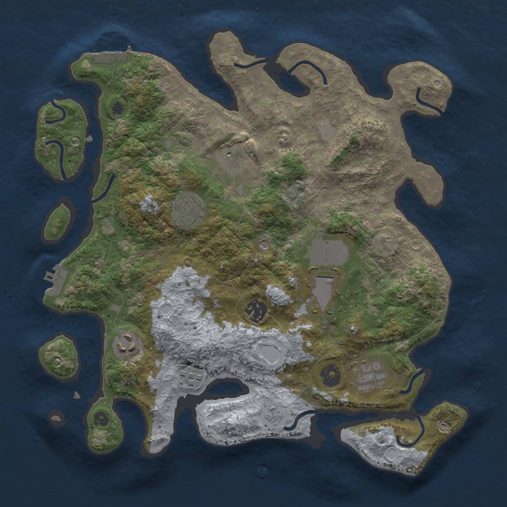 Rust Map: Procedural Map, Size: 3500, Seed: 1972148619, 16 Monuments