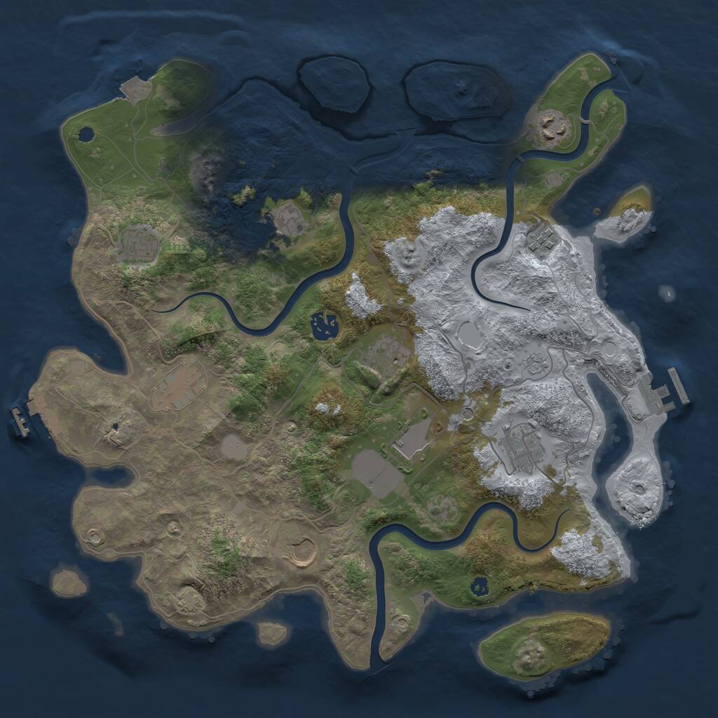 Rust Map: Procedural Map, Size: 3750, Seed: 270923238, 16 Monuments