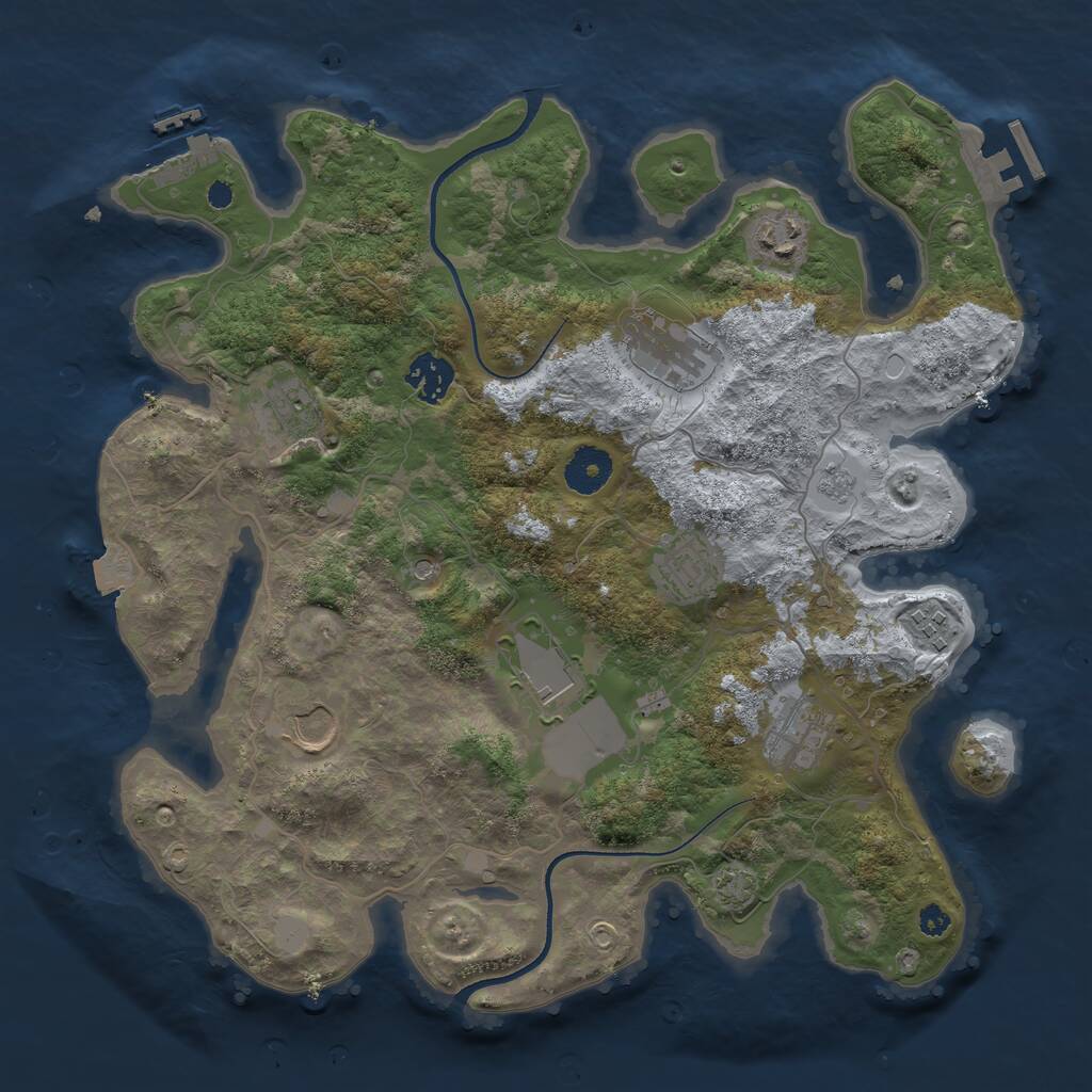 Rust Map: Procedural Map, Size: 3500, Seed: 1162746471, 15 Monuments