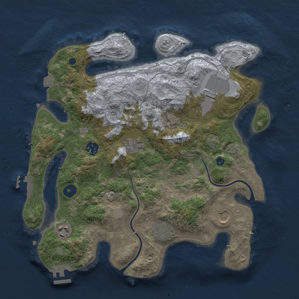 Rust Map: Procedural Map, Size: 3500, Seed: 742109, 12 Monuments