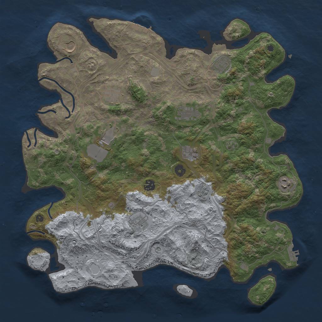 Rust Map: Procedural Map, Size: 4250, Seed: 721625141, 19 Monuments