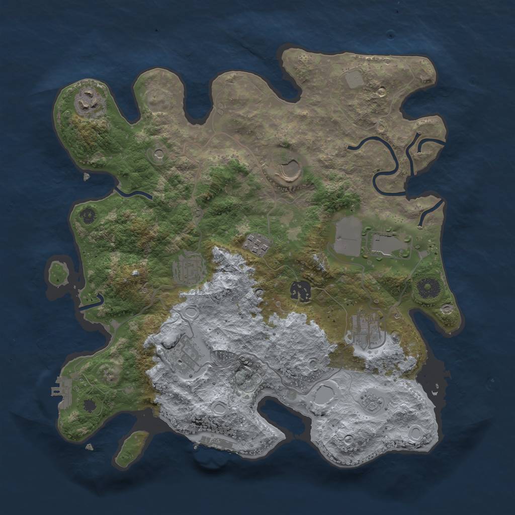Rust Map: Procedural Map, Size: 3500, Seed: 64235448, 17 Monuments
