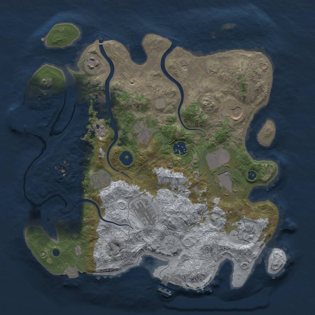Rust Map: Procedural Map, Size: 3500, Seed: 68863688, 15 Monuments