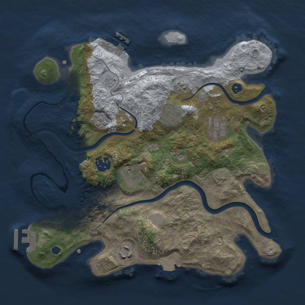 Rust Map: Procedural Map, Size: 3000, Seed: 1030179897, 12 Monuments