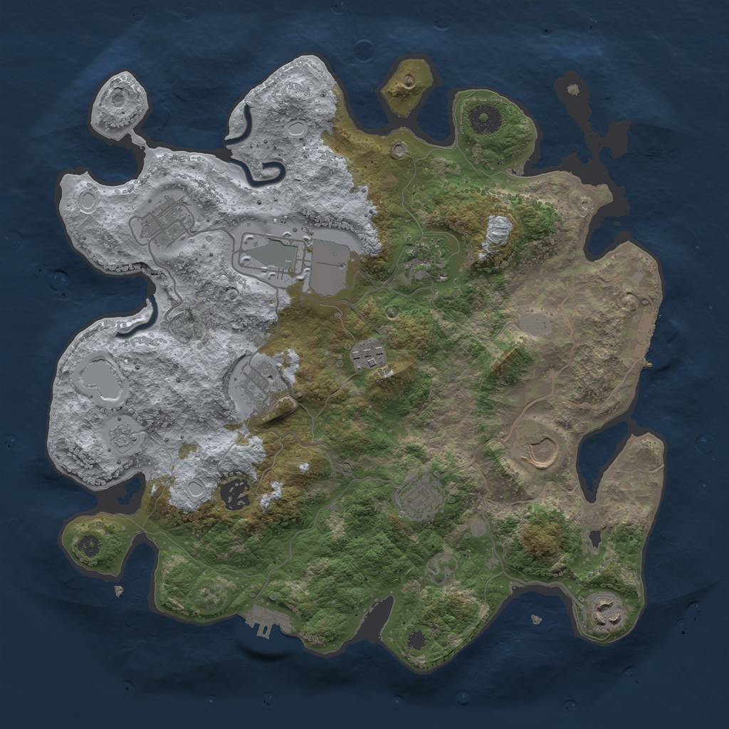 Rust Map: Procedural Map, Size: 3500, Seed: 80115215, 17 Monuments