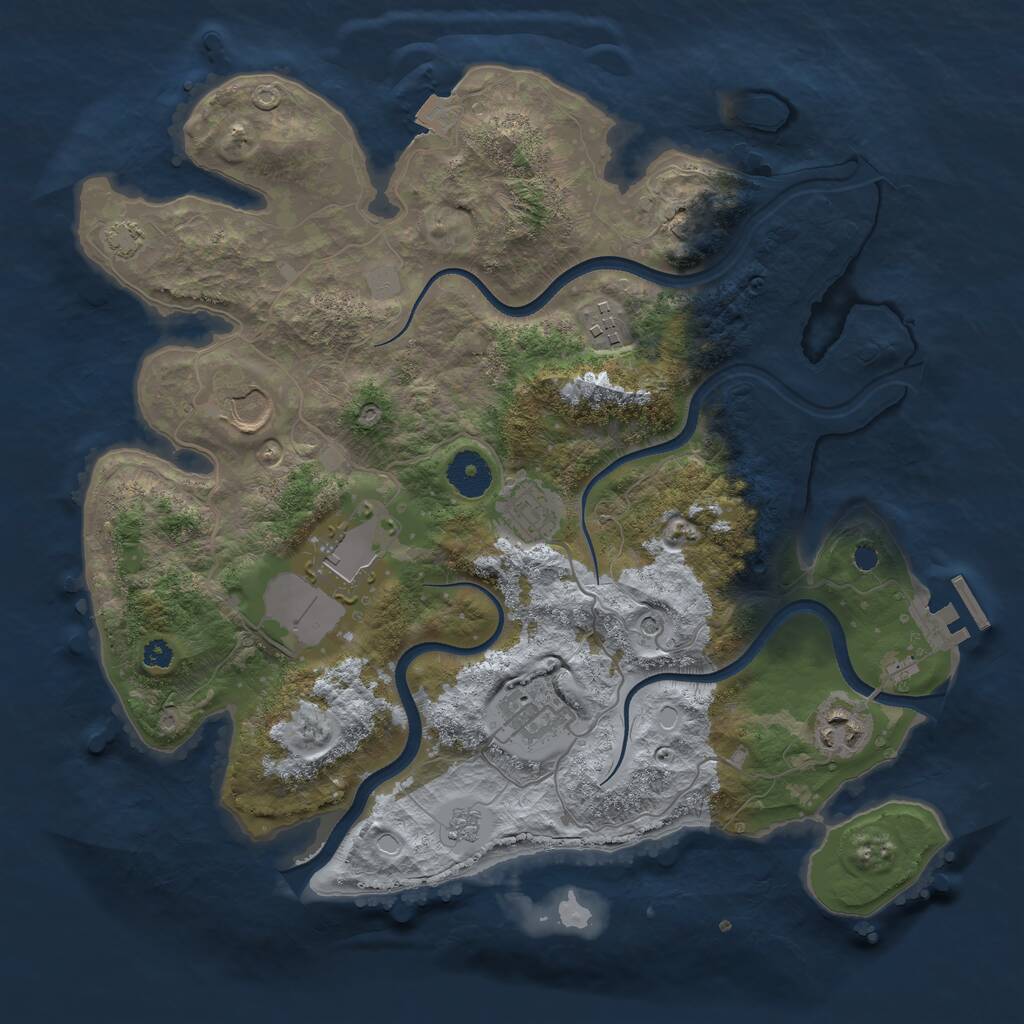 Rust Map: Procedural Map, Size: 3500, Seed: 40282035, 11 Monuments