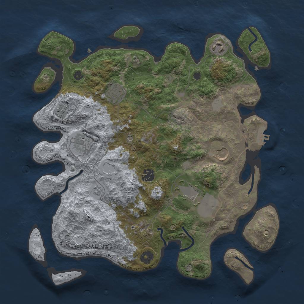 Rust Map: Procedural Map, Size: 3500, Seed: 881004562, 16 Monuments