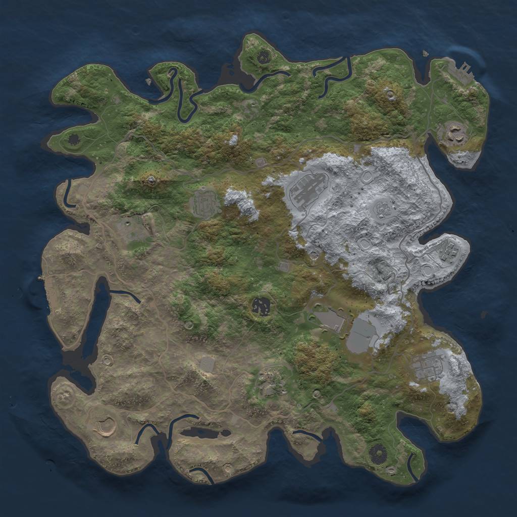 Rust Map: Procedural Map, Size: 4000, Seed: 1162746471, 19 Monuments