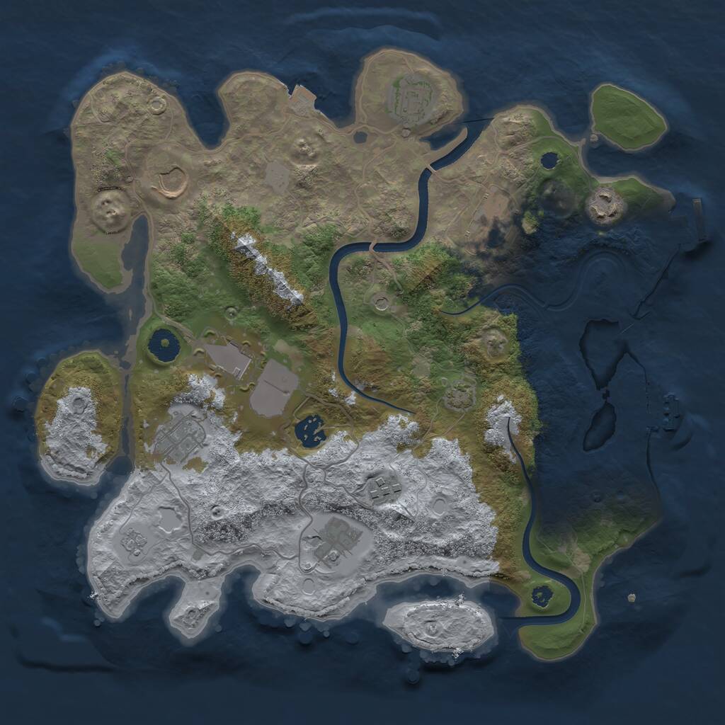 Rust Map: Procedural Map, Size: 3500, Seed: 240559517, 15 Monuments