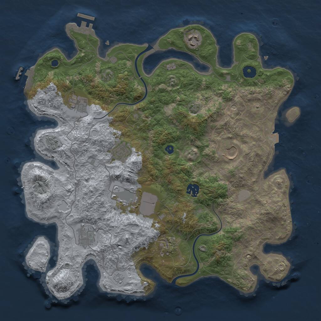 Rust Map: Procedural Map, Size: 3700, Seed: 4390467, 15 Monuments
