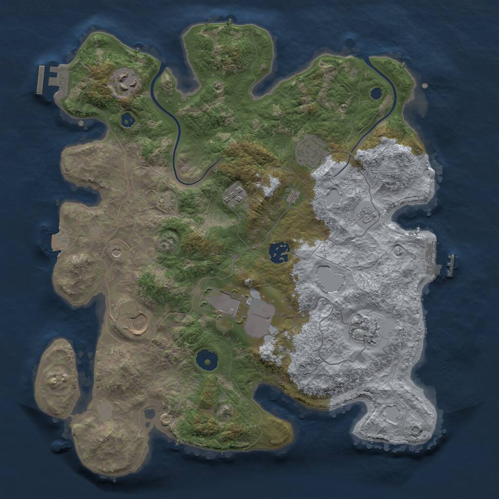Rust Map: Procedural Map, Size: 3500, Seed: 503158830, 13 Monuments