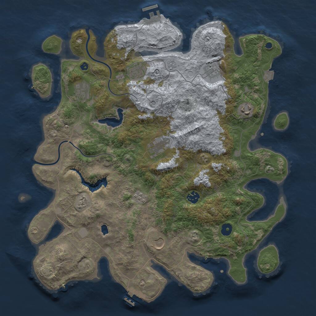 Rust Map: Procedural Map, Size: 4000, Seed: 1243080964, 14 Monuments