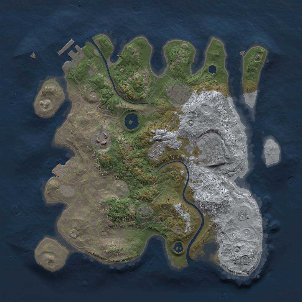 Rust Map: Procedural Map, Size: 3000, Seed: 3145123, 9 Monuments