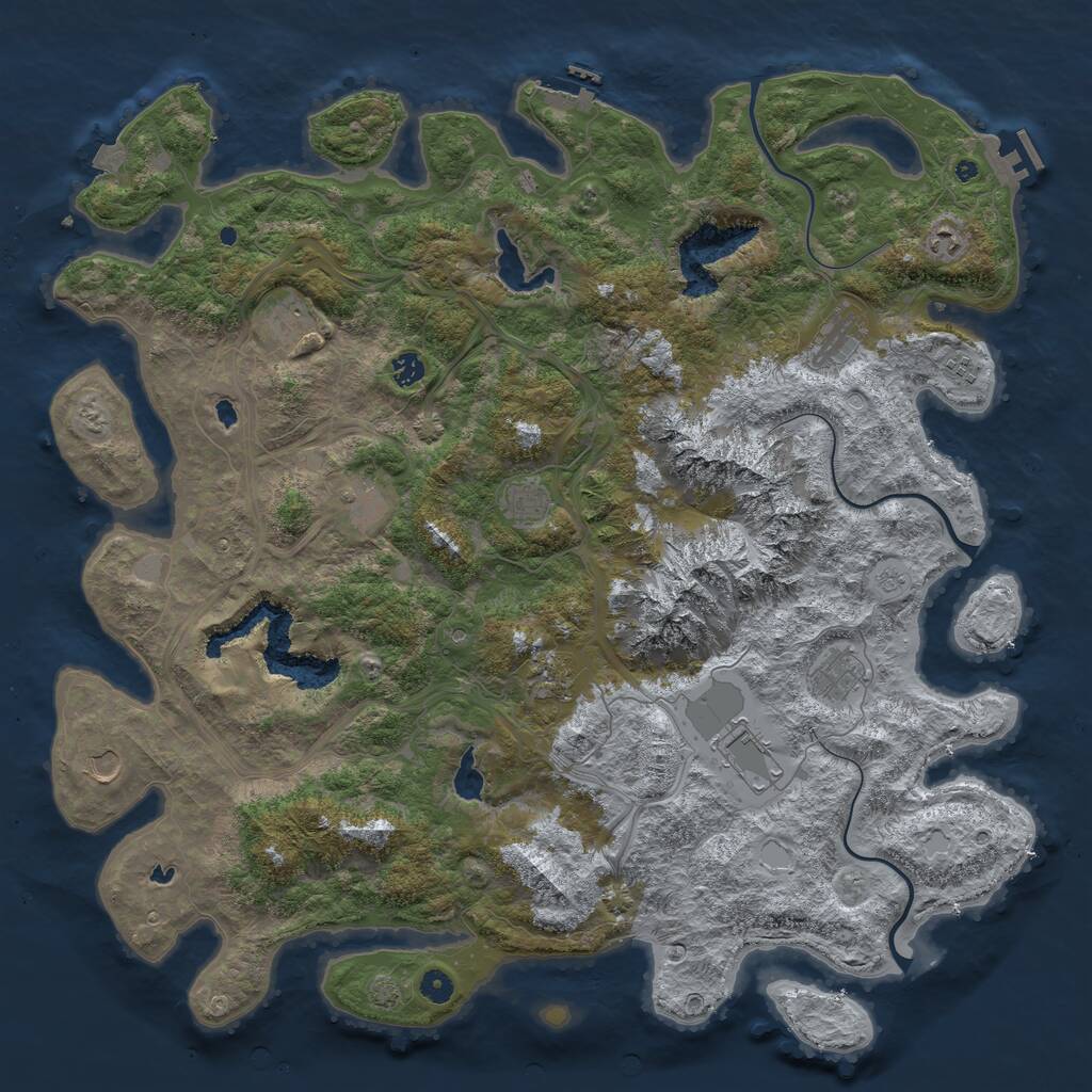 Rust Map: Procedural Map, Size: 5000, Seed: 203484337, 17 Monuments