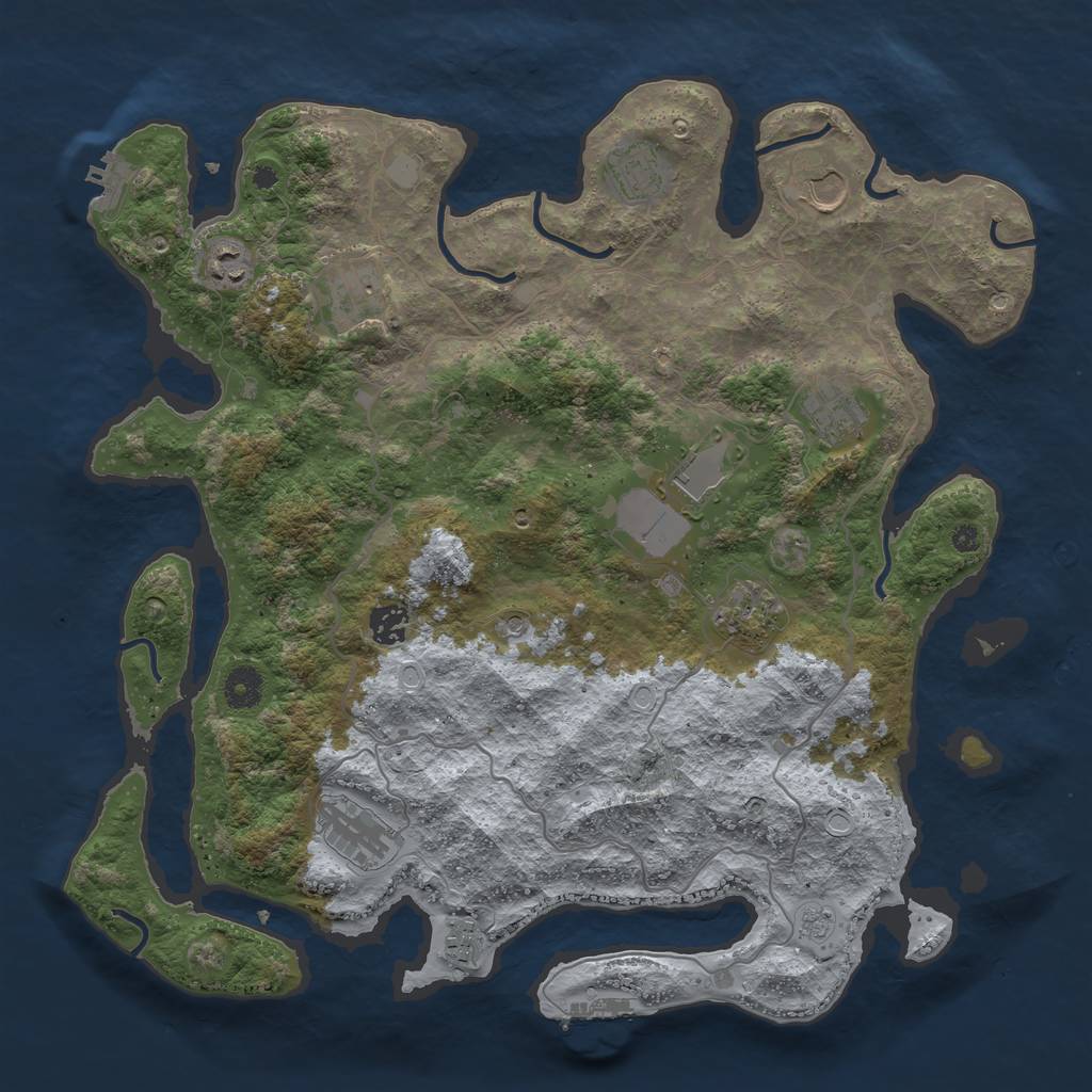 Rust Map: Procedural Map, Size: 4000, Seed: 574174800, 19 Monuments
